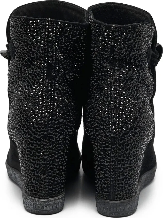 Pre-Owned 90mm Suede Wedge Boots - Image 3