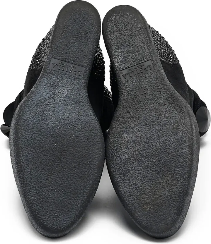 Pre-Owned 90mm Suede Wedge Boots - Image 4
