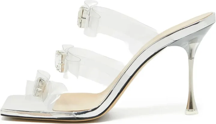 Pre-Owned 90mm Triple-Bow Sandals