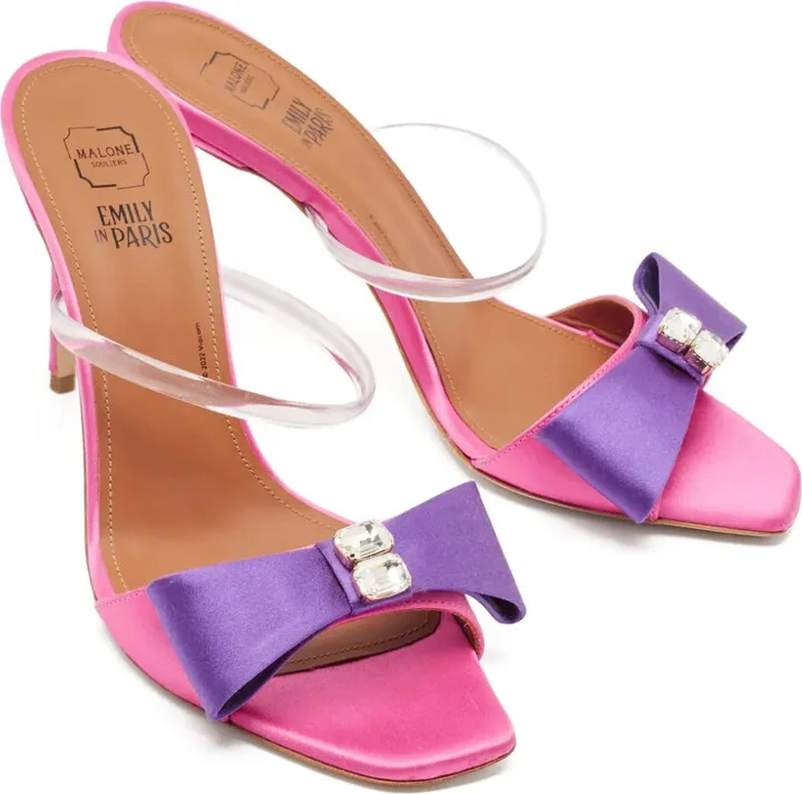 pre-owned 95mm Emily satin bow-detail sandals - Image 2