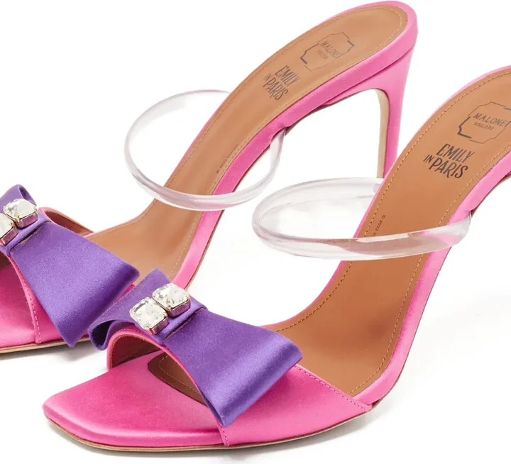 pre-owned 95mm Emily satin bow-detail sandals - Image 4