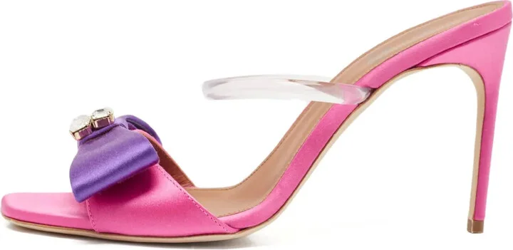 pre-owned 95mm Emily satin bow-detail sandals