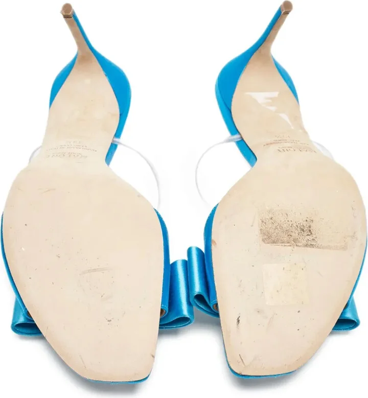 pre-owned 95mm Emily satin bow-detail stiletto mules - Image 4