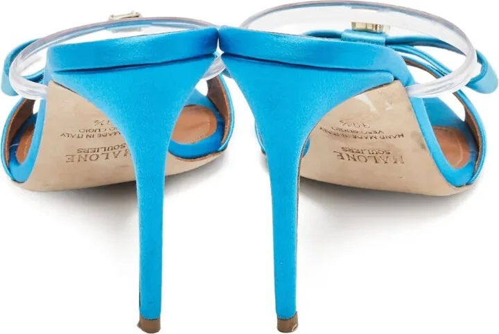 pre-owned 95mm Emily satin bow-detail stiletto mules - Image 5