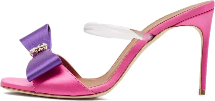 pre-owned 95mm Emily satin bow-embellished sandals
