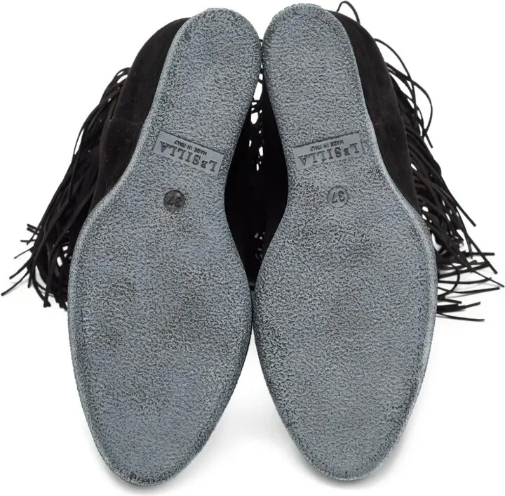 Pre-Owned 95mm Fringed Wedge Ankle Boots - Image 5