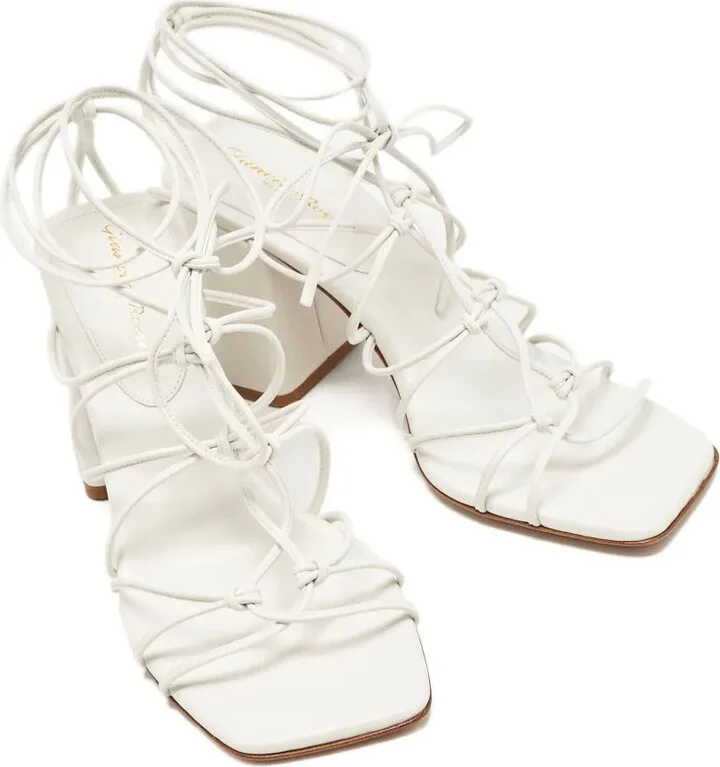 Pre-Owned 95mm Knotted Leather Sandals - Image 3