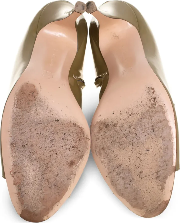 Pre-Owned 95mm Peep-Toe Patent Boots - Image 5