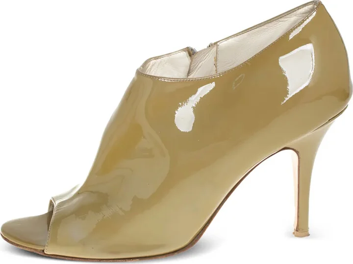 Pre-Owned 95mm Peep-Toe Patent Boots