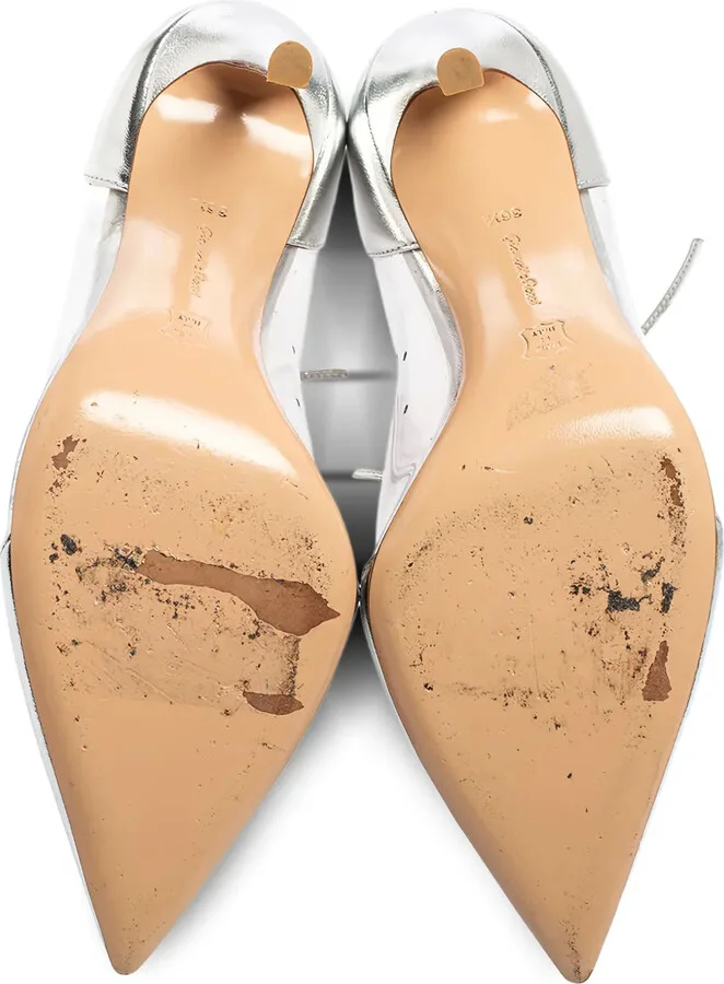 Pre-Owned 95mm Transparent Lace-Up Stiletto Ankle Boots - Image 4