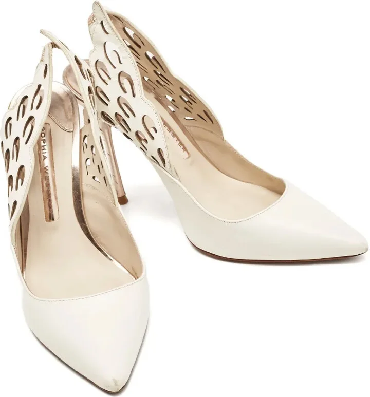 pre-owned Angelo leather wing-cutout pumps - Image 2