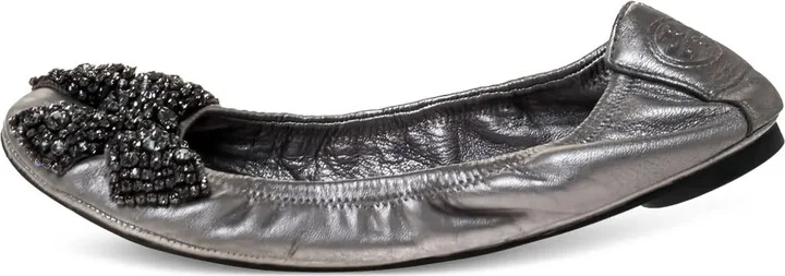 Pre-Owned Beaded-Bow Ballet Flats