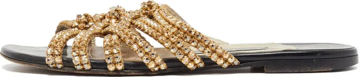 Pre-owned beaded strappy sandals