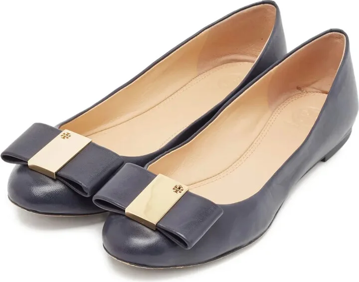 Pre-Owned Bow-Detail Leather Ballet Flats - Image 2