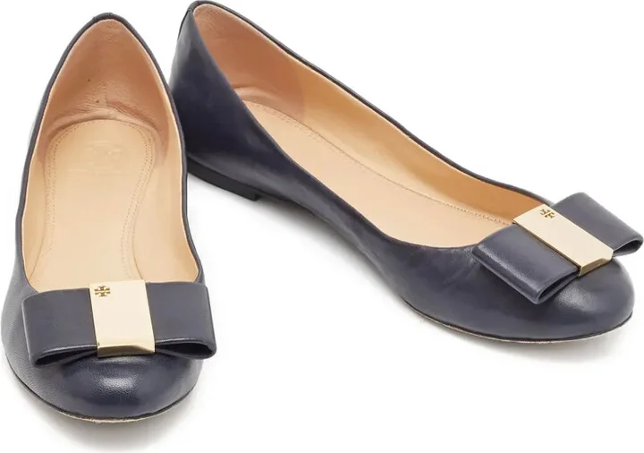Pre-Owned Bow-Detail Leather Ballet Flats - Image 4