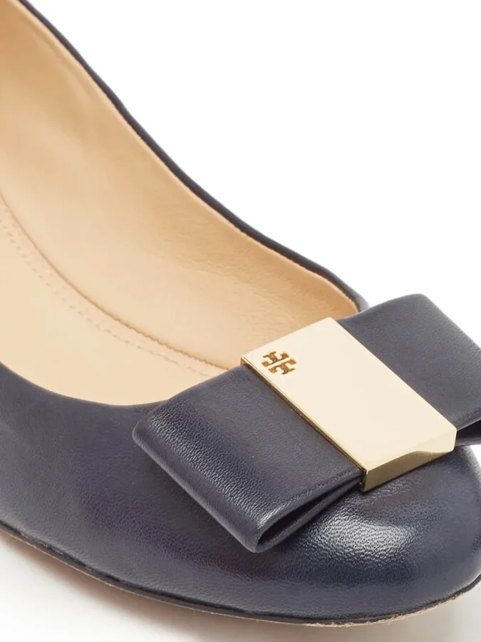 Pre-Owned Bow-Detail Leather Ballet Flats - Image 5