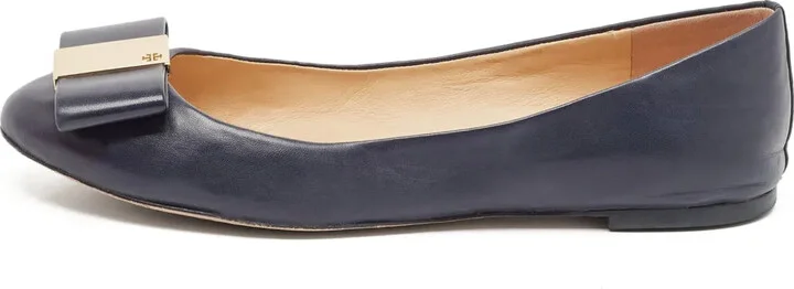 Pre-Owned Bow-Detail Leather Ballet Flats