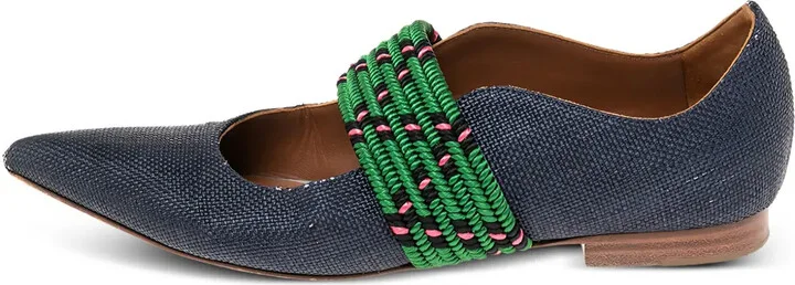 Pre-owned braided-strap ballet flats