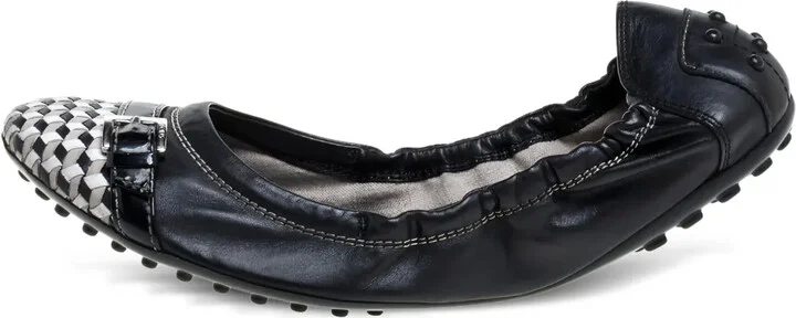 Pre-Owned Checked-Panel Ballet Flats