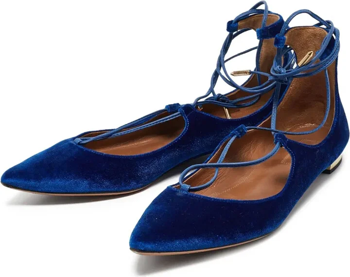 pre-owned Christy strappy pointed-toe ballet flats - Image 2