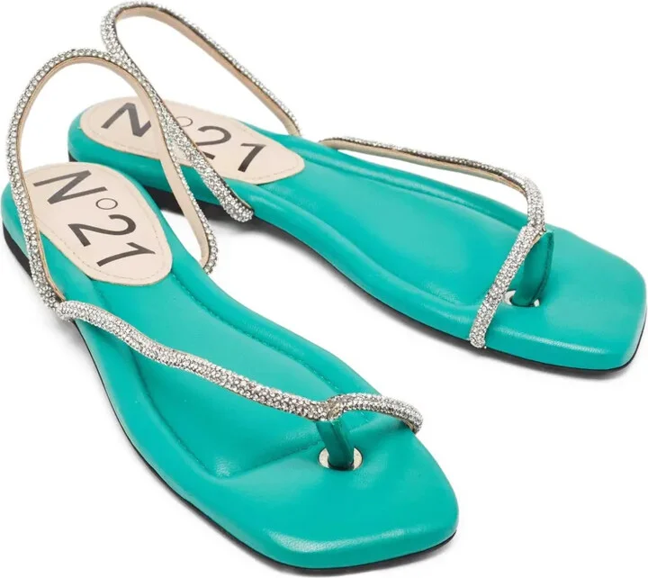 Pre-Owned Crystal-Embellished Flat Sandals - Image 2
