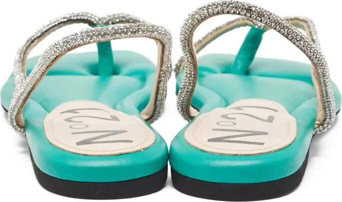 Pre-Owned Crystal-Embellished Flat Sandals - Image 4