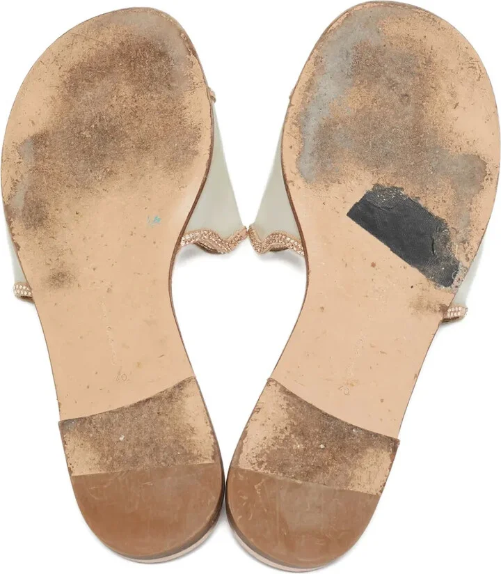 Pre-Owned Crystal-Embellished Flat Sandals - Image 4