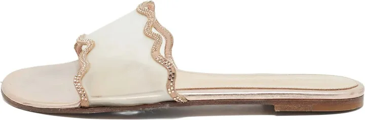 Pre-Owned Crystal-Embellished Flat Sandals