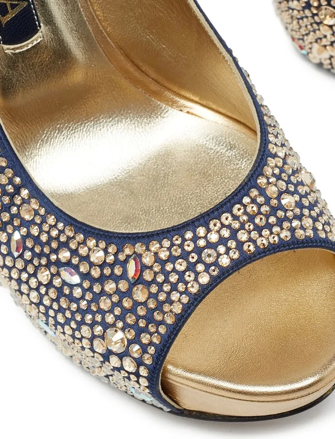 Pre-Owned Crystal Embellishment Slingback Shoes - Image 4