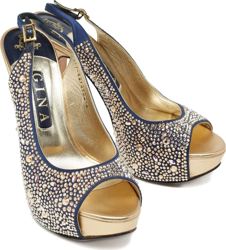 Pre-Owned Crystal Embellishment Slingback Shoes