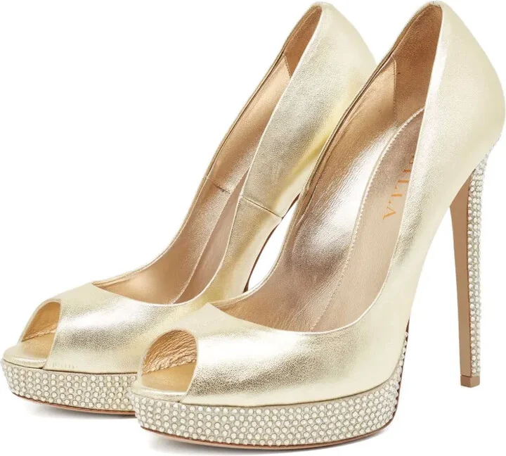 Pre-Owned Embellished Peeptoe Pumps - Image 2