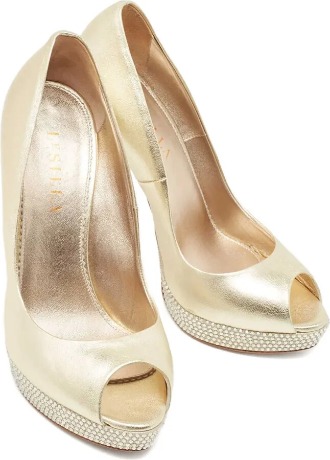 Pre-Owned Embellished Peeptoe Pumps - Image 3
