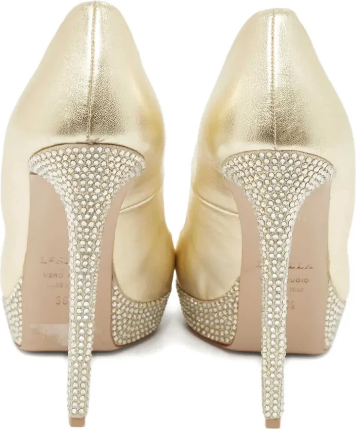 Pre-Owned Embellished Peeptoe Pumps - Image 4