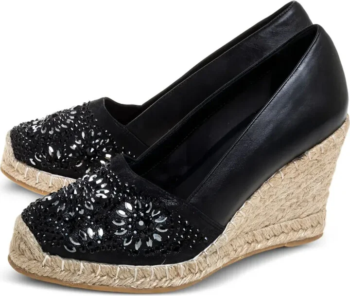 Pre-owned embellished sspadrille wedge pumps - Image 3
