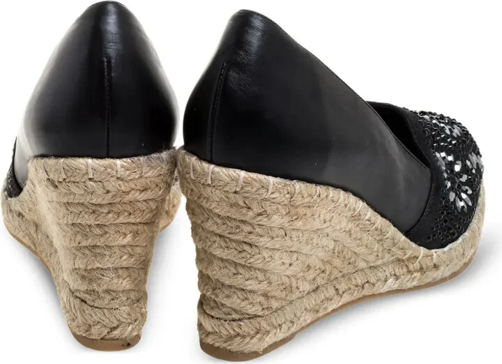 Pre-owned embellished sspadrille wedge pumps - Image 4