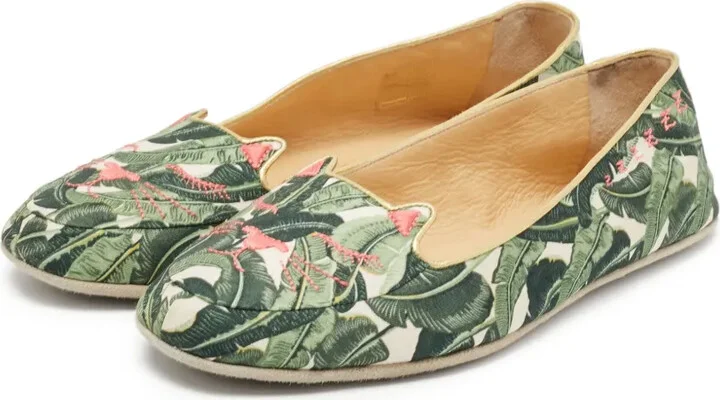 Pre-Owned Embroidered Botanical Loafers - Image 2