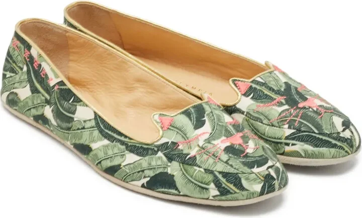 Pre-Owned Embroidered Botanical Loafers - Image 3