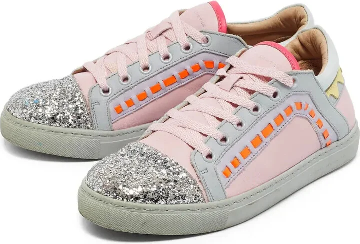 Pre-owned glitter-embellished colour-block sneakers - Image 2