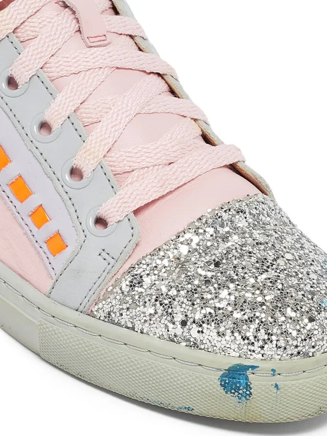 Pre-owned glitter-embellished colour-block sneakers - Image 5