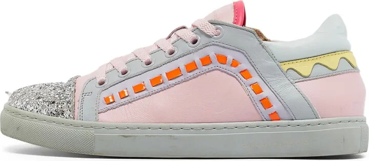 Pre-owned glitter-embellished colour-block sneakers