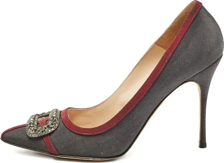 pre-owned Gotrian jeweled buckle pumps
