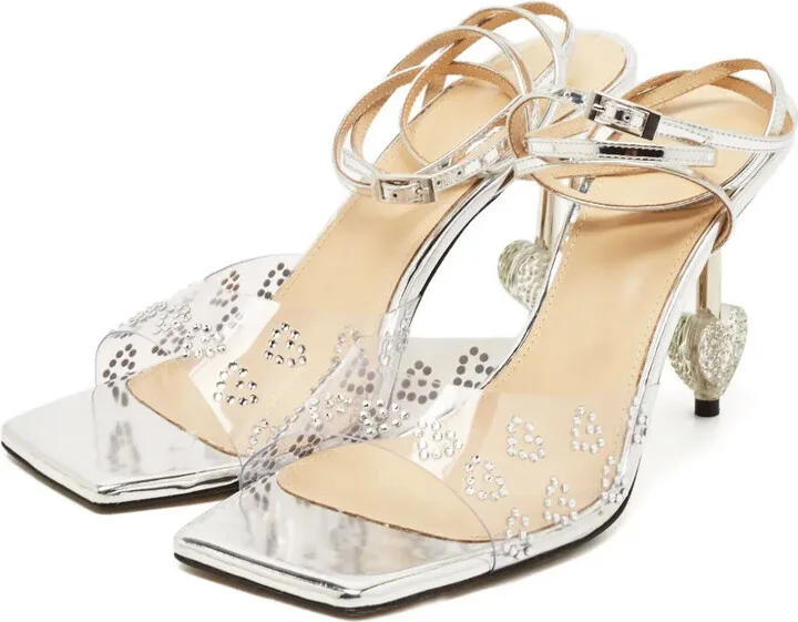 Pre-owned heart heel-crystal sandals - Image 2