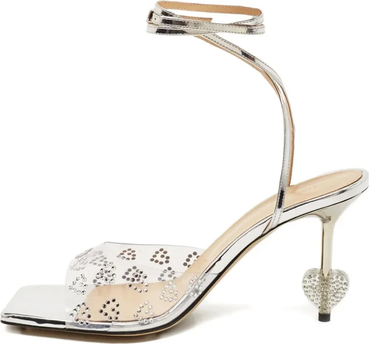 Pre-owned heart heel-crystal sandals
