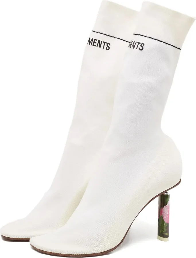 Pre-Owned Knit Rose Heel Ankle Boots - Image 2