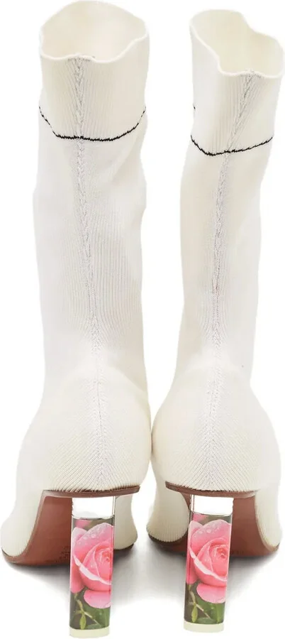 Pre-Owned Knit Rose Heel Ankle Boots - Image 3