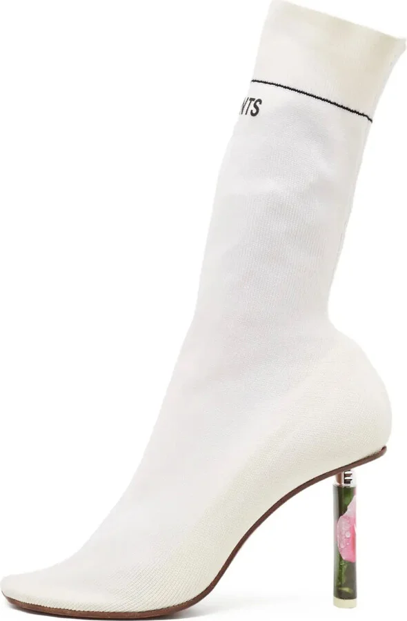 Pre-Owned Knit Rose Heel Ankle Boots
