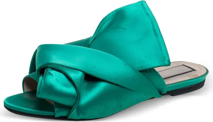 Pre-Owned Knot-Detail Satin Sandals - Image 3