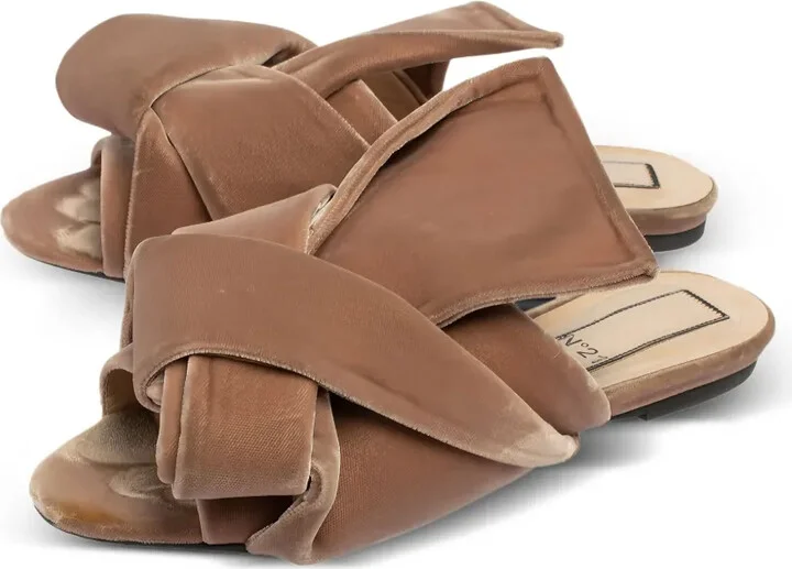Pre-owned knotted velvet slide sandals - Image 4