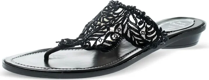 Pre-Owned Lace Leather Sandals - Image 2