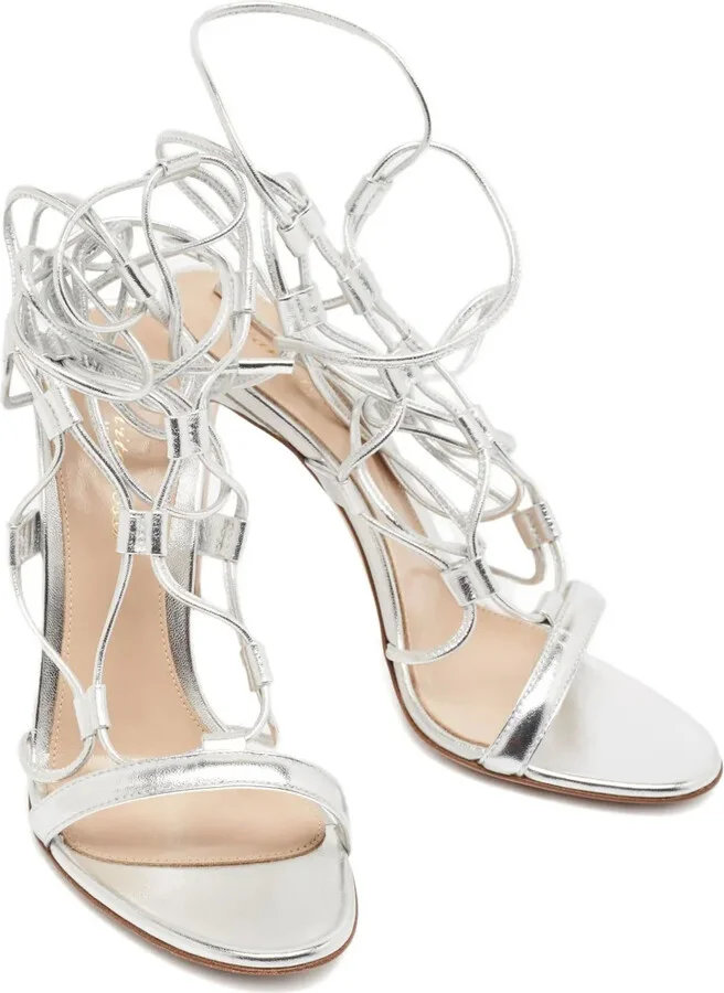 Pre-Owned Leather Lace Sandals - Image 3
